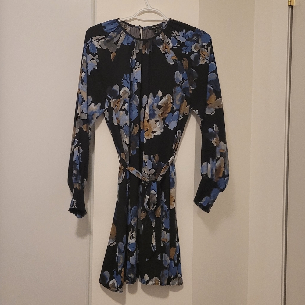 Floral Black and Blue Mini Dress